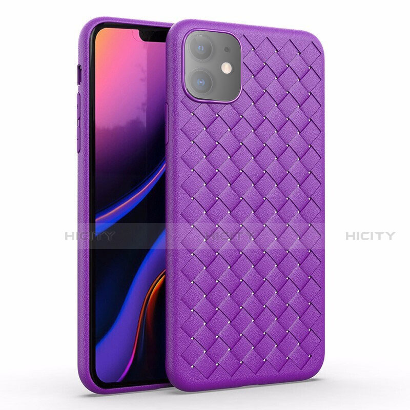 Custodia Silicone Morbida In Pelle Cover S01 per Apple iPhone 11 Viola