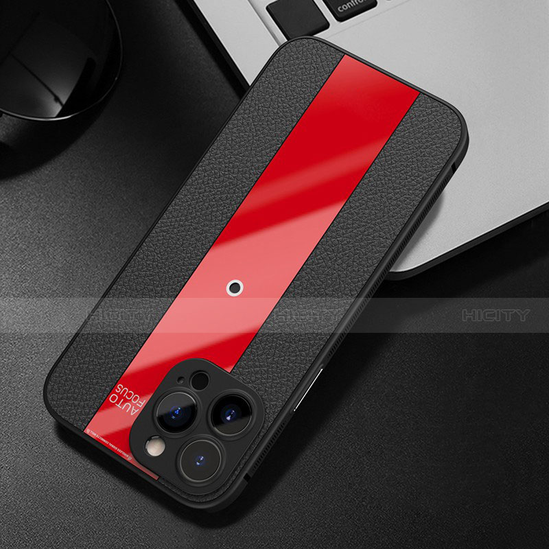 Custodia Silicone Morbida In Pelle Cover S01 per Apple iPhone 13 Pro Max Rosso