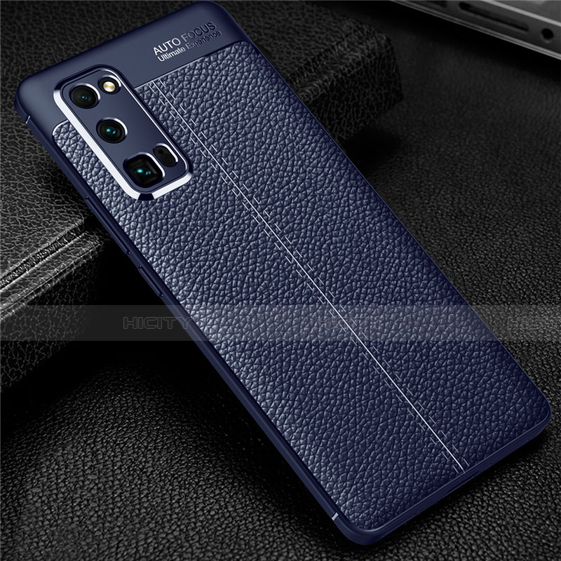 Custodia Silicone Morbida In Pelle Cover S01 per Huawei Honor 30 Pro+ Plus Blu