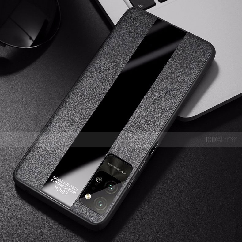 Custodia Silicone Morbida In Pelle Cover S01 per Huawei Honor Play4 Pro 5G Nero