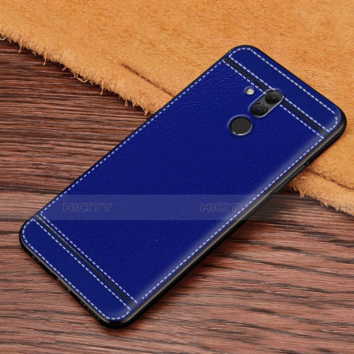 Custodia Silicone Morbida In Pelle Cover S01 per Huawei Mate 20 Lite Blu