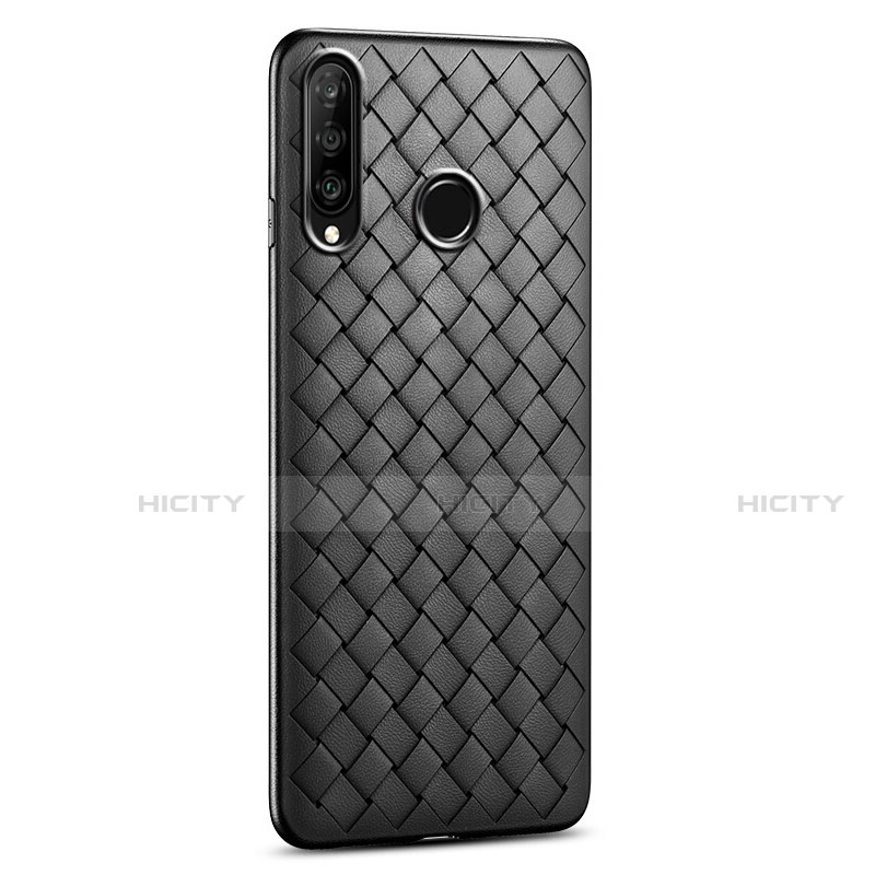 Custodia Silicone Morbida In Pelle Cover S01 per Huawei P30 Lite Nero