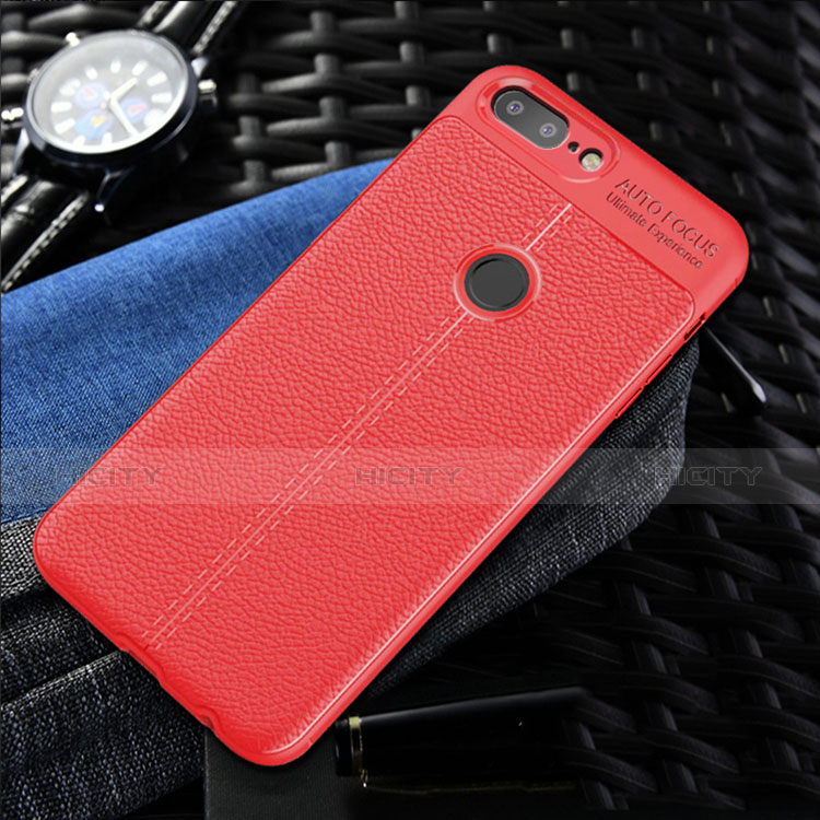 Custodia Silicone Morbida In Pelle Cover S01 per OnePlus 5T A5010 Rosso