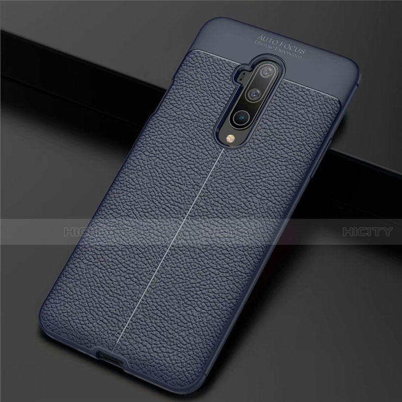 Custodia Silicone Morbida In Pelle Cover S01 per OnePlus 7T Pro 5G Blu