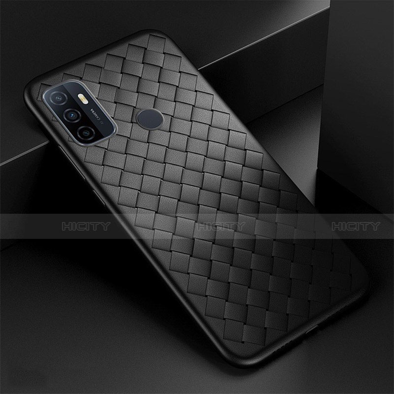 Custodia Silicone Morbida In Pelle Cover S01 per Oppo A53s Nero