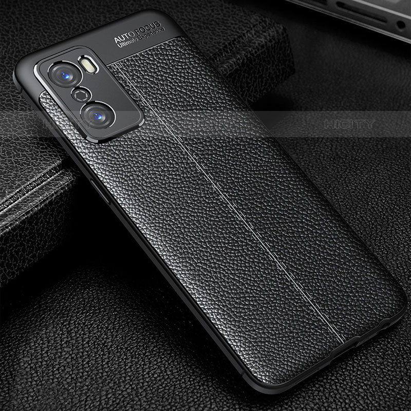 Custodia Silicone Morbida In Pelle Cover S01 per Oppo A55S 5G Nero