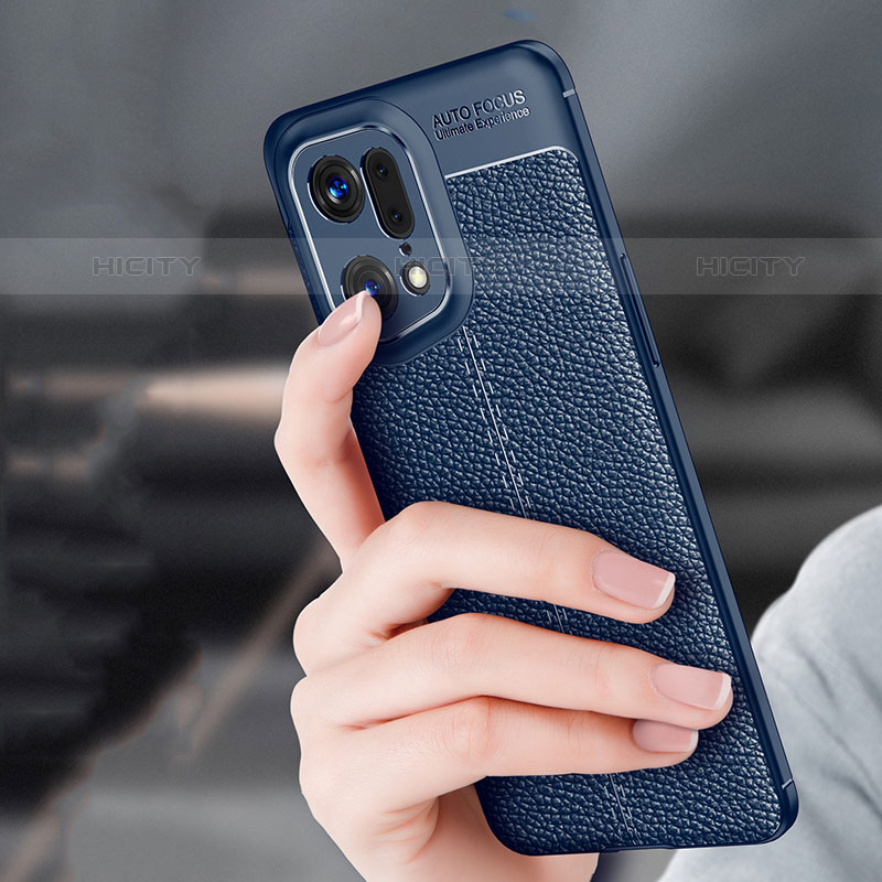 Custodia Silicone Morbida In Pelle Cover S01 per Oppo Find X5 Pro 5G