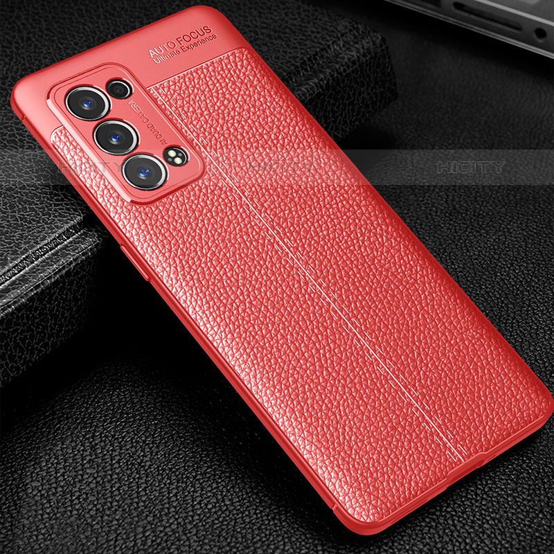 Custodia Silicone Morbida In Pelle Cover S01 per Oppo Reno6 Pro 5G Rosso