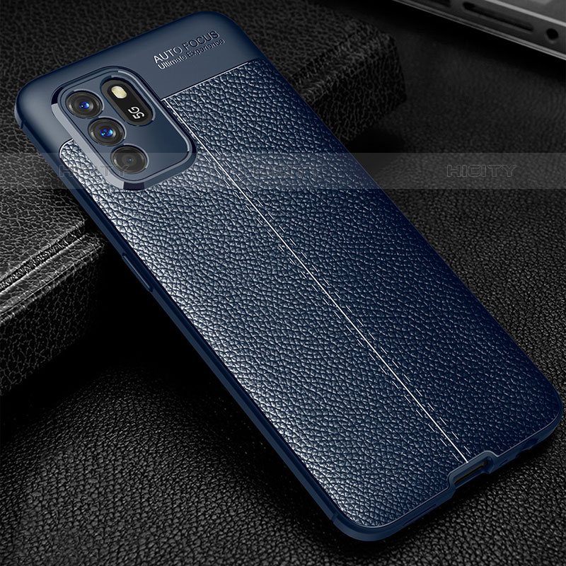 Custodia Silicone Morbida In Pelle Cover S01 per Oppo Reno6 Z 5G Blu