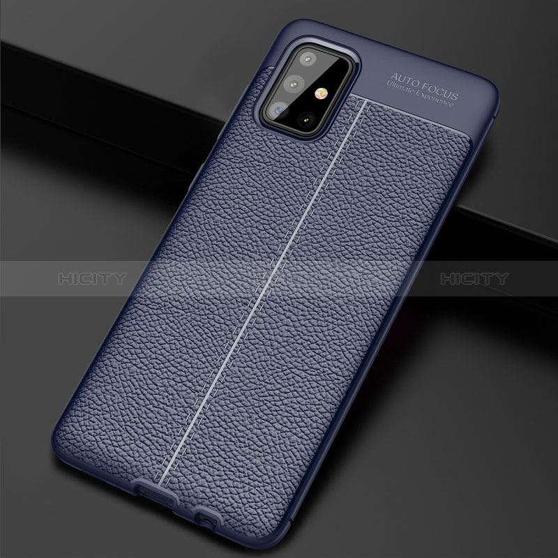 Custodia Silicone Morbida In Pelle Cover S01 per Samsung Galaxy A71 4G A715 Blu