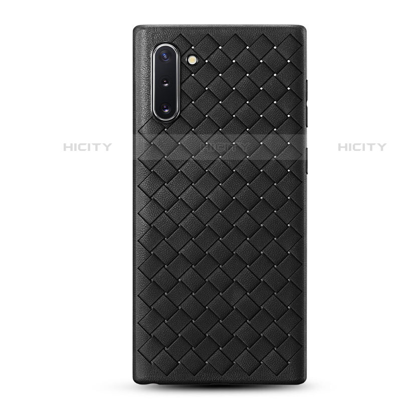 Custodia Silicone Morbida In Pelle Cover S01 per Samsung Galaxy Note 10 Nero