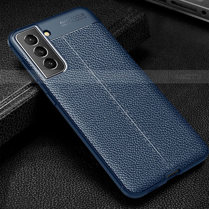 Custodia Silicone Morbida In Pelle Cover S01 per Samsung Galaxy S23 Plus 5G Blu