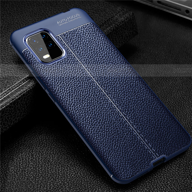 Custodia Silicone Morbida In Pelle Cover S01 per Xiaomi Mi 10 Lite Blu