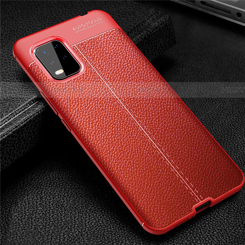 Custodia Silicone Morbida In Pelle Cover S01 per Xiaomi Mi 10 Lite Rosso