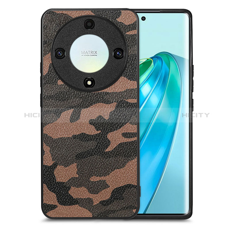 Custodia Silicone Morbida In Pelle Cover S01D per Huawei Honor Magic5 Lite 5G Marrone