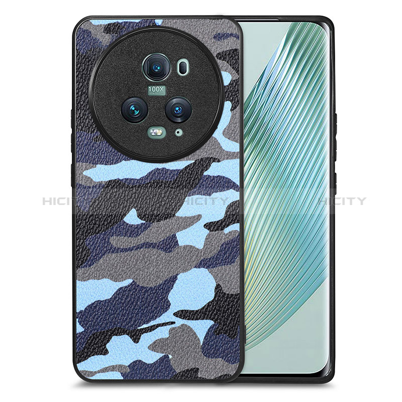 Custodia Silicone Morbida In Pelle Cover S01D per Huawei Honor Magic5 Pro 5G Blu