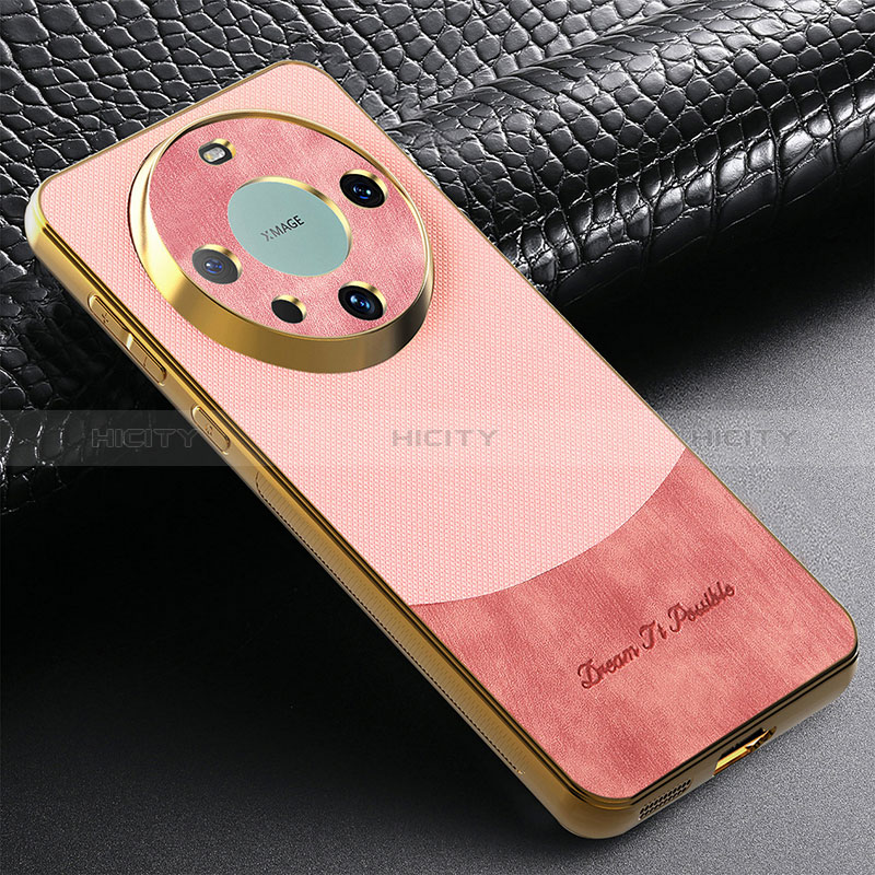 Custodia Silicone Morbida In Pelle Cover S01D per Huawei Mate 60 Oro Rosa