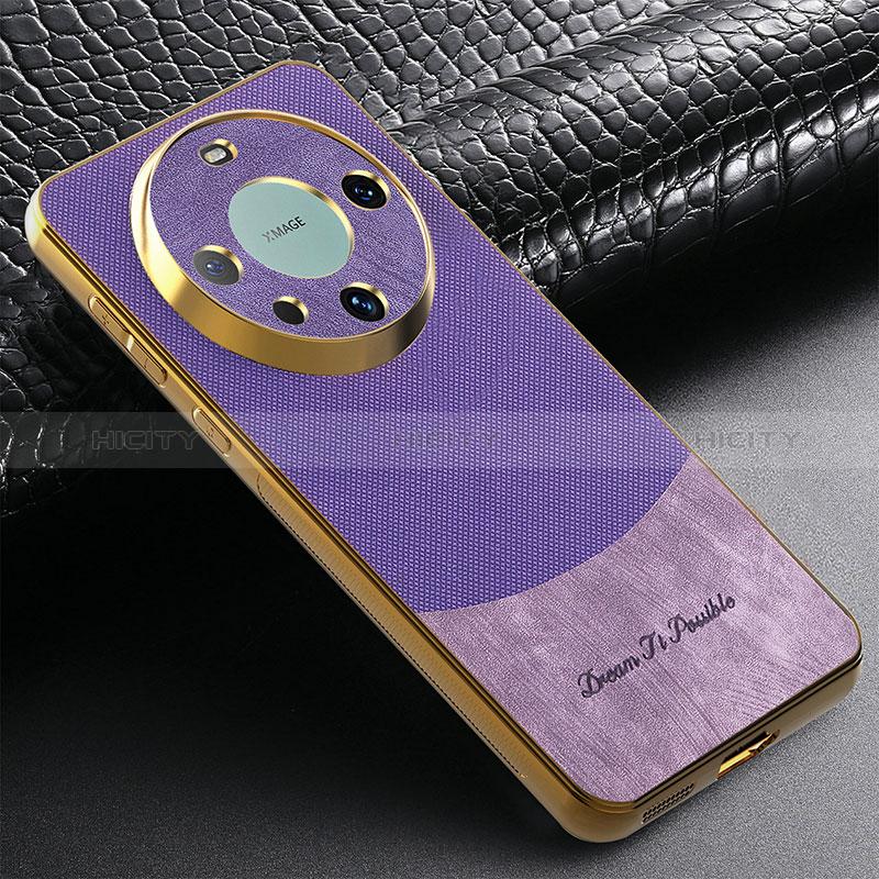 Custodia Silicone Morbida In Pelle Cover S01D per Huawei Mate 60 Pro+ Plus Viola