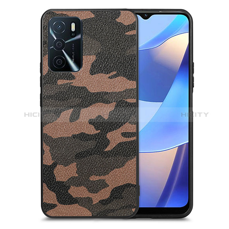 Custodia Silicone Morbida In Pelle Cover S01D per Oppo A16s Marrone