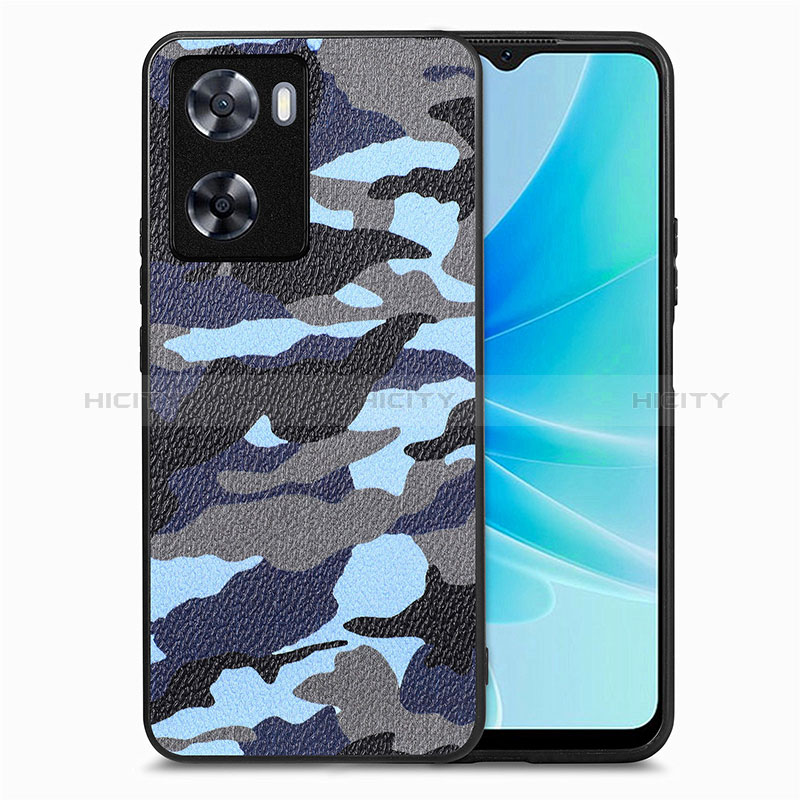 Custodia Silicone Morbida In Pelle Cover S01D per Oppo A57 4G Blu