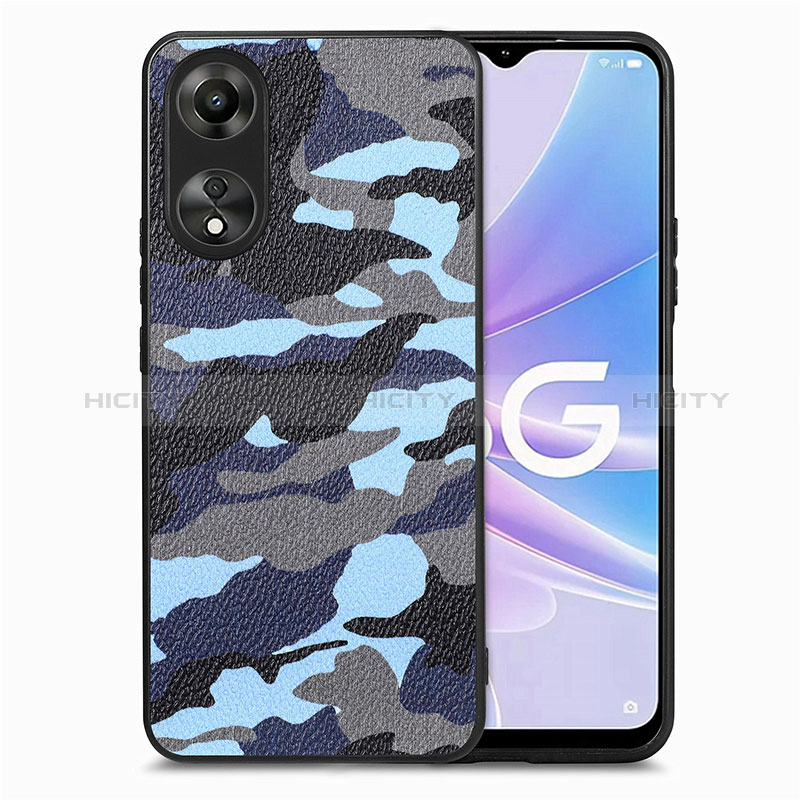 Custodia Silicone Morbida In Pelle Cover S01D per Oppo A78 5G Blu