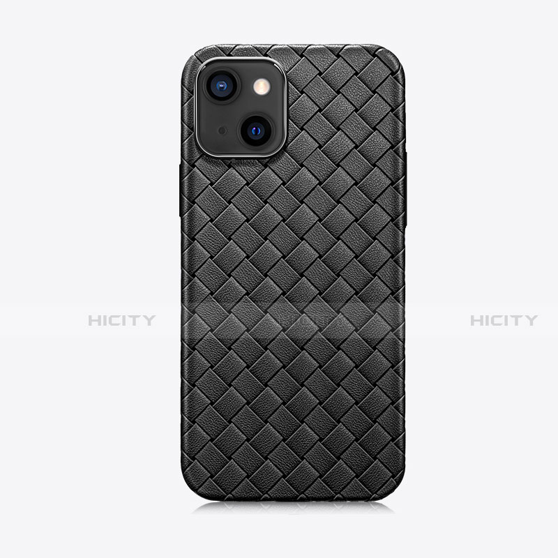 Custodia Silicone Morbida In Pelle Cover S02 per Apple iPhone 13 Mini Nero