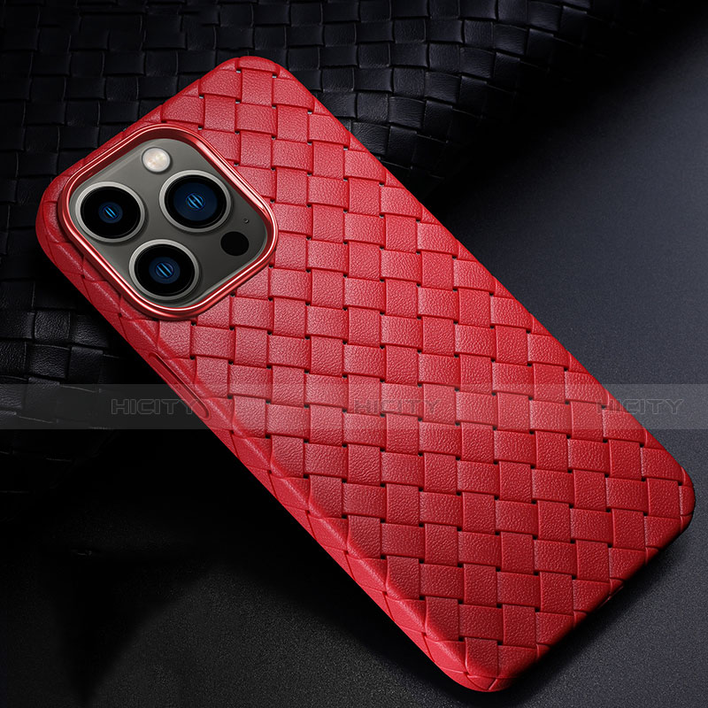 Custodia Silicone Morbida In Pelle Cover S02 per Apple iPhone 13 Pro Rosso