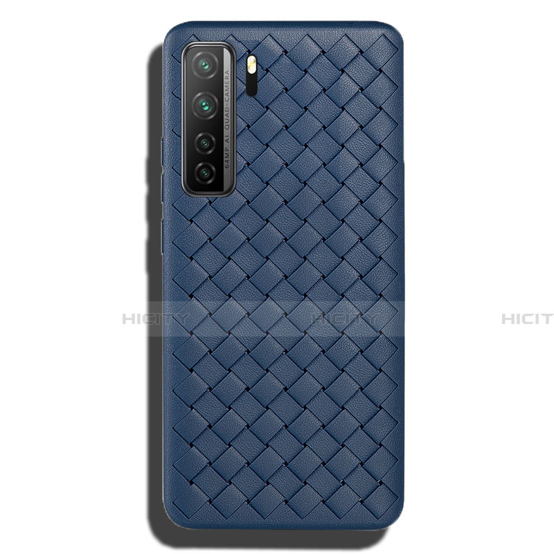 Custodia Silicone Morbida In Pelle Cover S02 per Huawei Nova 7 SE 5G Blu