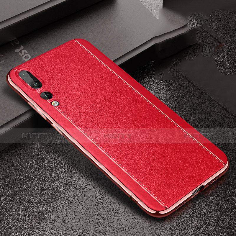 Custodia Silicone Morbida In Pelle Cover S02 per Huawei P20 Pro Rosso