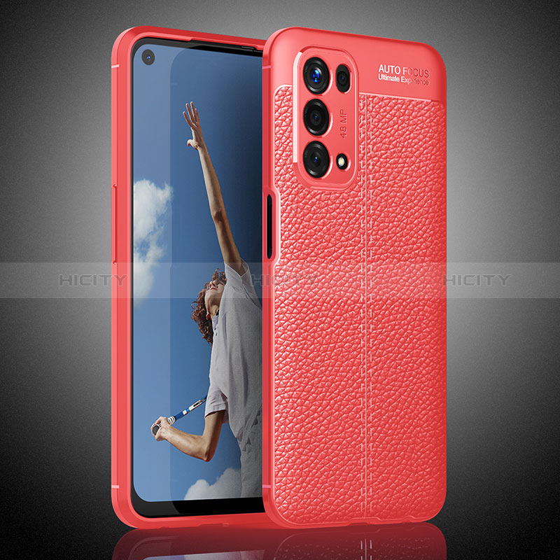 Custodia Silicone Morbida In Pelle Cover S02 per Oppo A54 5G Rosso