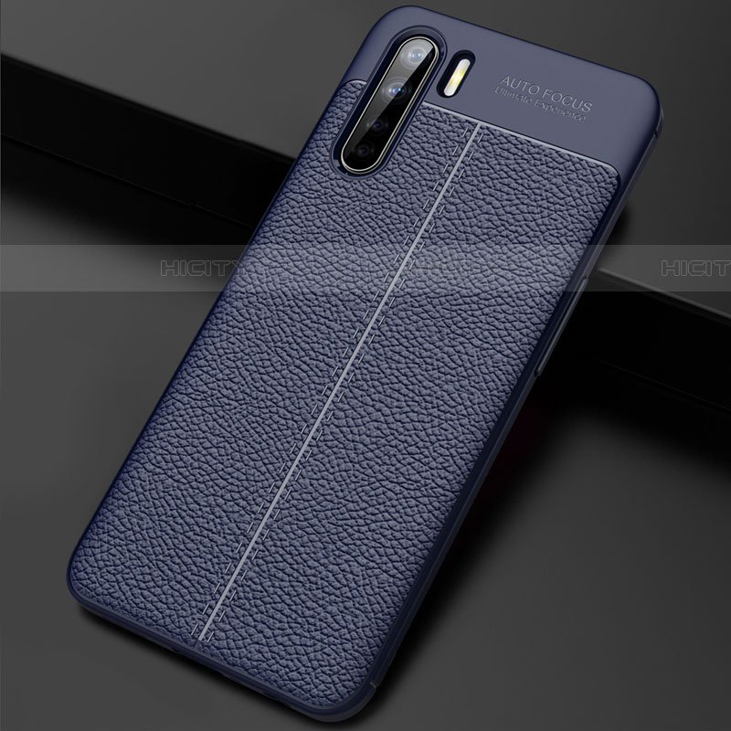 Custodia Silicone Morbida In Pelle Cover S02 per Oppo A91 Blu