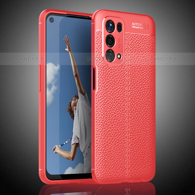 Custodia Silicone Morbida In Pelle Cover S02 per Oppo A93 5G Rosso