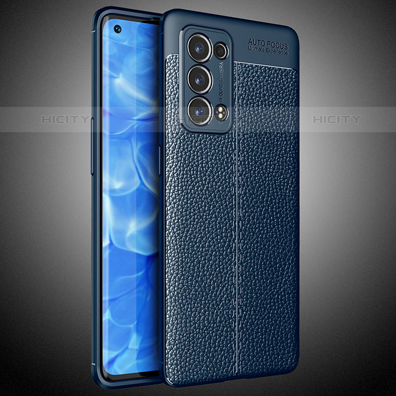 Custodia Silicone Morbida In Pelle Cover S02 per Oppo Reno6 Pro 5G Blu