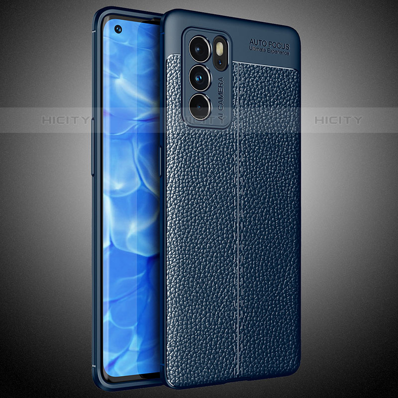 Custodia Silicone Morbida In Pelle Cover S02 per Oppo Reno6 Pro 5G India Blu