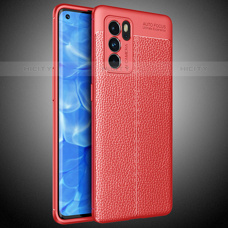 Custodia Silicone Morbida In Pelle Cover S02 per Oppo Reno6 Pro 5G India Rosso