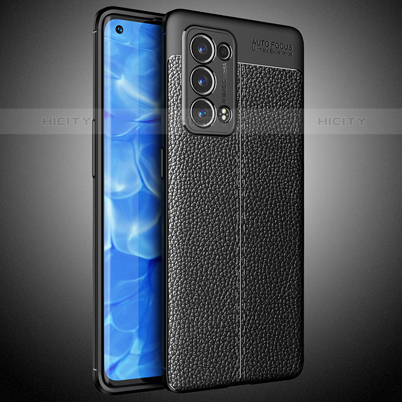 Custodia Silicone Morbida In Pelle Cover S02 per Oppo Reno6 Pro+ Plus 5G Nero