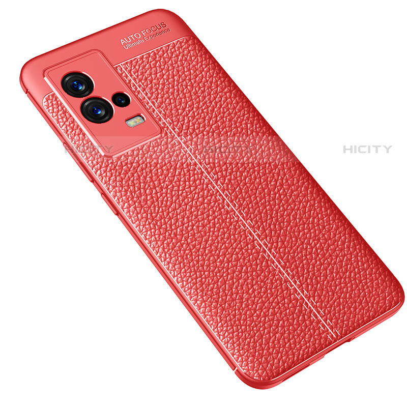 Custodia Silicone Morbida In Pelle Cover S02 per Vivo iQOO 8 Pro 5G Rosso