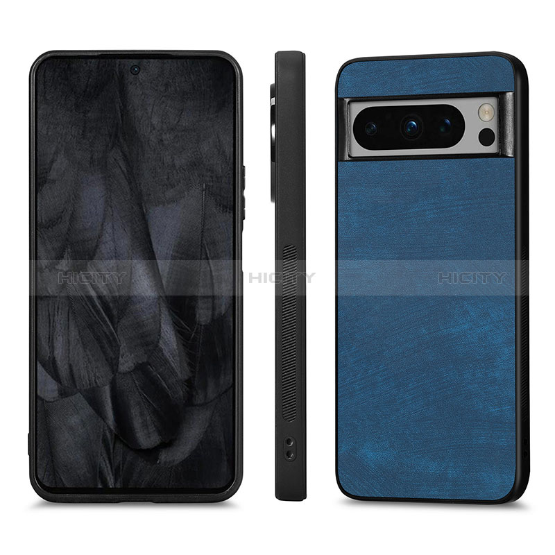 Custodia Silicone Morbida In Pelle Cover S02D per Google Pixel 8 Pro 5G Blu