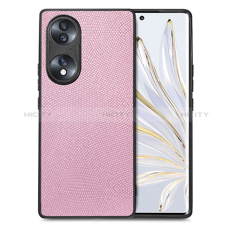 Custodia Silicone Morbida In Pelle Cover S02D per Huawei Honor 70 5G Rosa