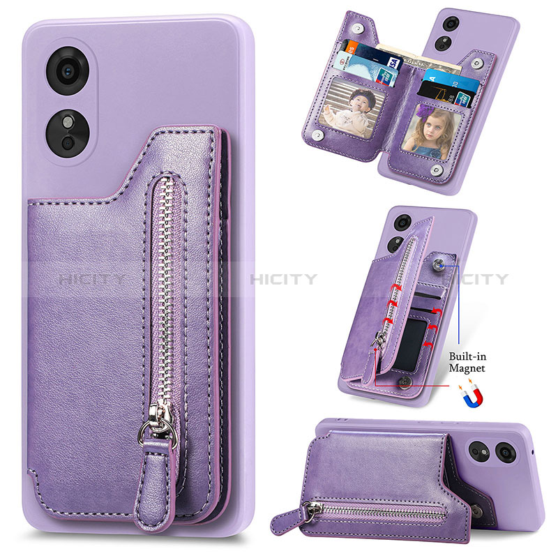 Custodia Silicone Morbida In Pelle Cover S02D per Oppo A17 Viola