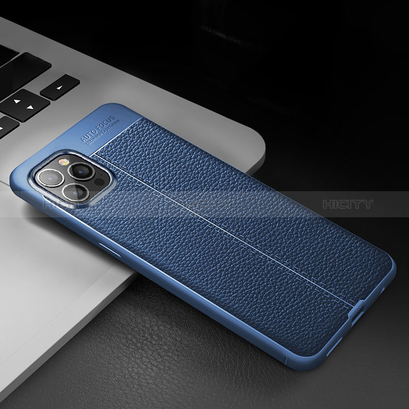 Custodia Silicone Morbida In Pelle Cover S03 per Apple iPhone 14 Pro Blu