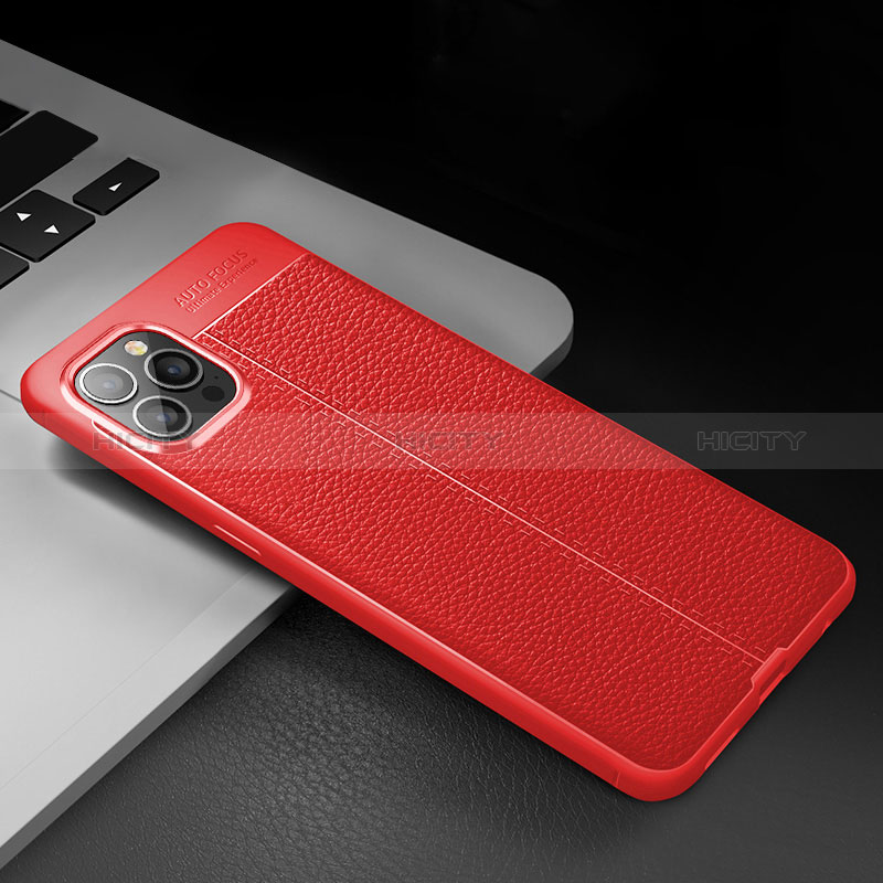 Custodia Silicone Morbida In Pelle Cover S03 per Apple iPhone 14 Pro Max Rosso