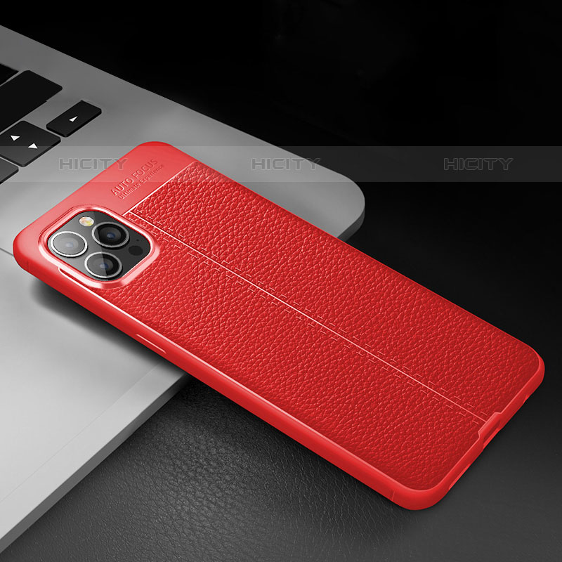 Custodia Silicone Morbida In Pelle Cover S03 per Apple iPhone 15 Pro Rosso