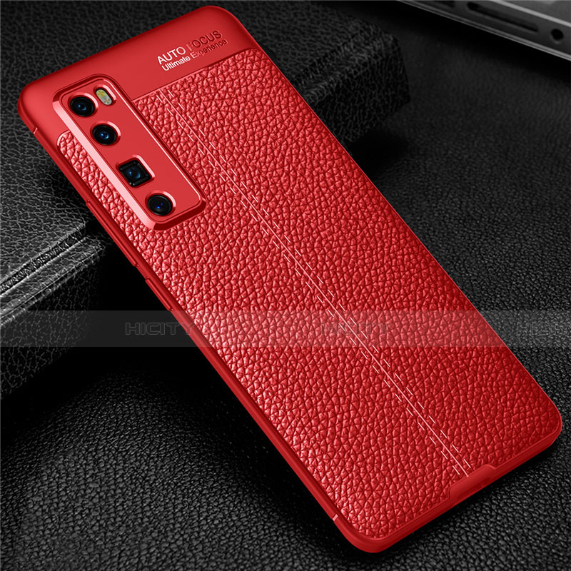 Custodia Silicone Morbida In Pelle Cover S03 per Huawei Nova 7 Pro 5G Rosso