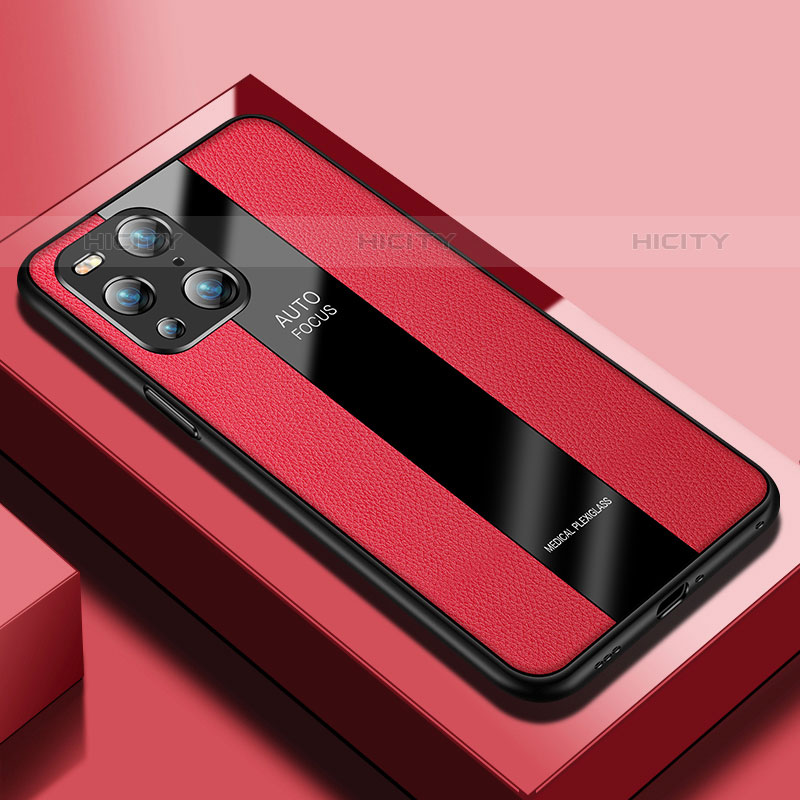 Custodia Silicone Morbida In Pelle Cover S03 per Oppo Find X3 Pro 5G Rosso