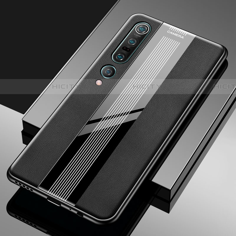 Custodia Silicone Morbida In Pelle Cover S03 per Xiaomi Mi 10 Pro Nero