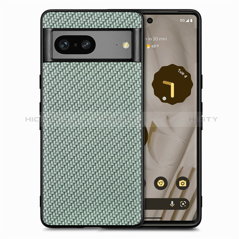 Custodia Silicone Morbida In Pelle Cover S03D per Google Pixel 7 5G Verde