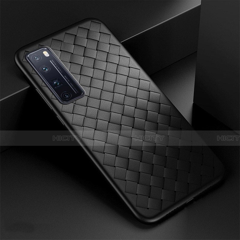 Custodia Silicone Morbida In Pelle Cover S04 per Huawei Nova 7 Pro 5G Nero