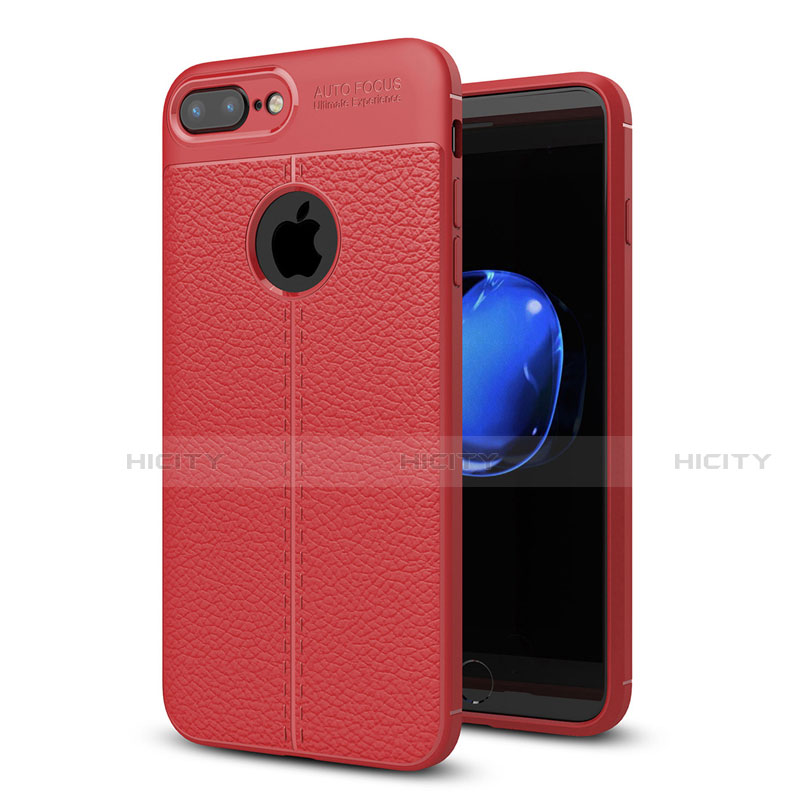 Custodia Silicone Morbida In Pelle Cover S05 per Apple iPhone 7 Plus Rosso