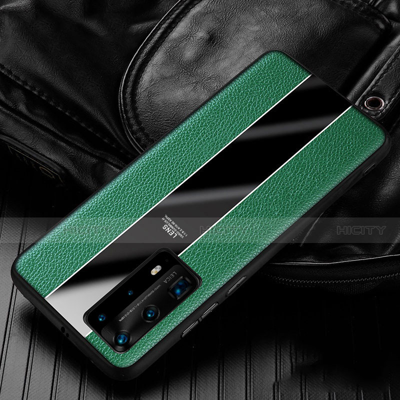 Custodia Silicone Morbida In Pelle Cover S05 per Huawei P40 Pro+ Plus Verde